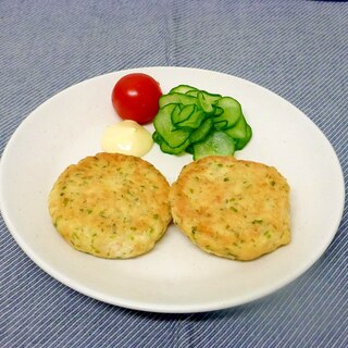 豆腐と鮭フレークのハンバーグ風